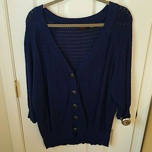 Navy peephole cardigan